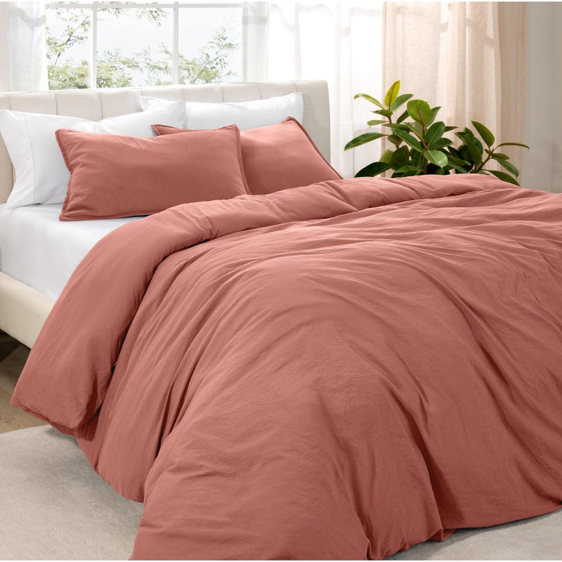 Bare Home Microfiber Duvet Cover Set - Ultra Soft Washed Microfiber - King/California King - Linen-Like Look - Easy Care - Breathable Fabric - Our Softest Duvet Cover Set (King/Cal King, Dusty Rose) - Image 1